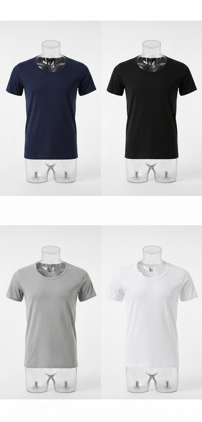 AlSmoudi Tex 100% katoenen T-shirt met ronde hals voor heren, langer model