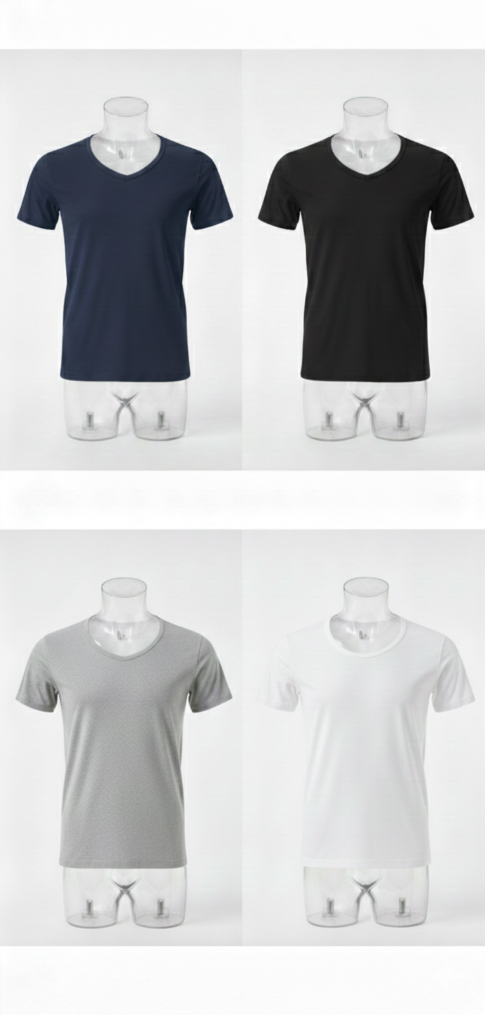 AlSmoudi Tex 100% Katoenen Heren V-hals T-shirt Lange Pasvorm