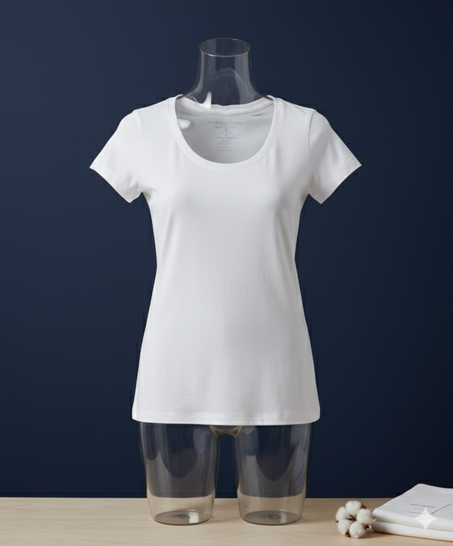 AlSmoudi Tex 100% katoenen damesshirt met ronde hals